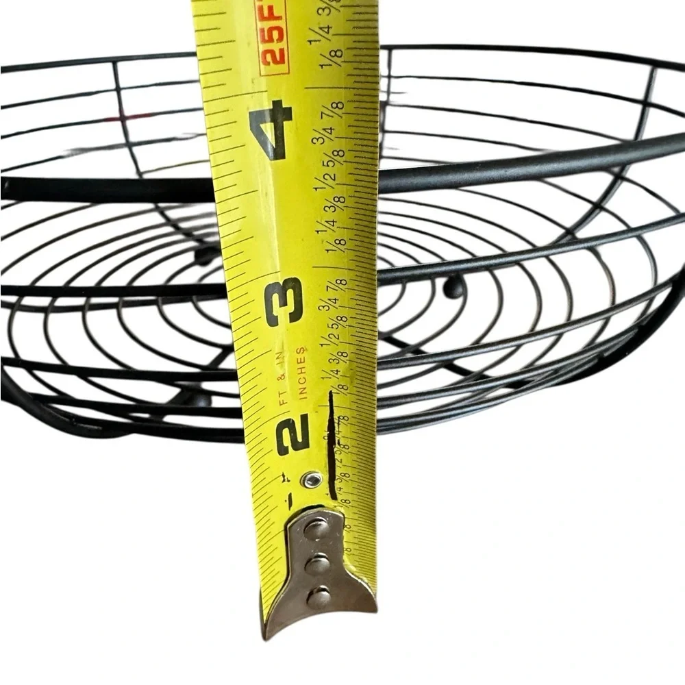 Modern Cottage Matte Black Iron Centerpiece Tabletop Basket Round Like New